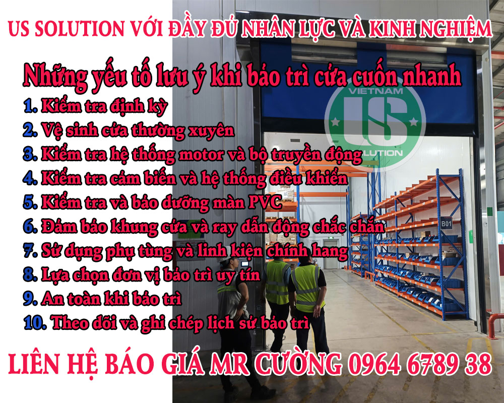 Những yếu tố cần lưu ý khi bảo trì cửa cuốn nhanh PVC